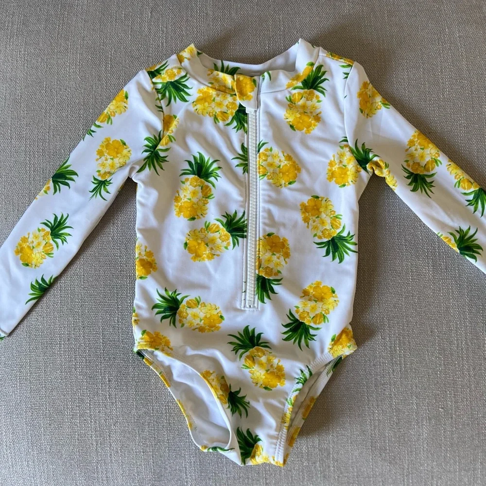 Long-sleeve zip Pineapple Rashguard Swimsuit - Picture 1 of 4